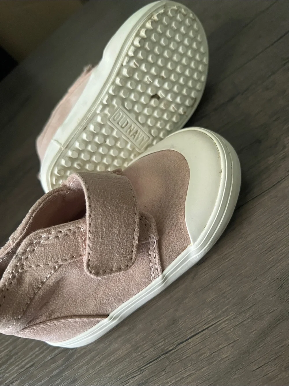 Old Navy Blush Pink Suede High-Top Sneakers with Velcro size 5c